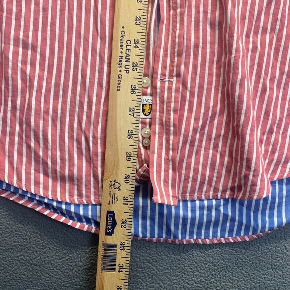 Lincs David Chu Dress Shirt Mens XLarge Red Striped Long Sleeve Button Up,Pocket - Picture 4 of 9